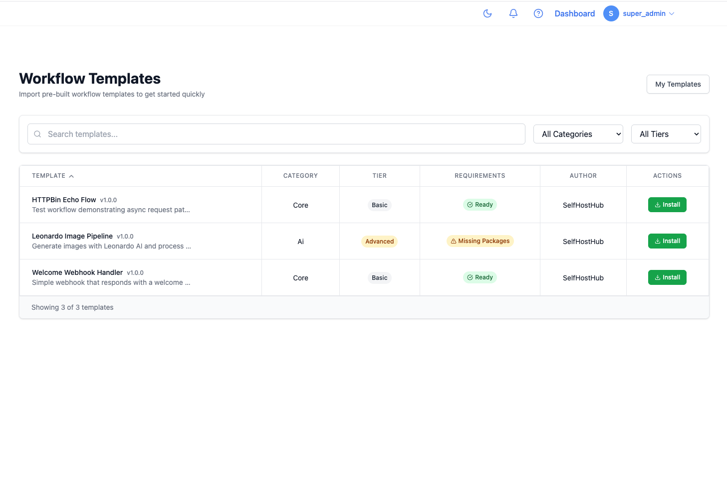 Templates Marketplace