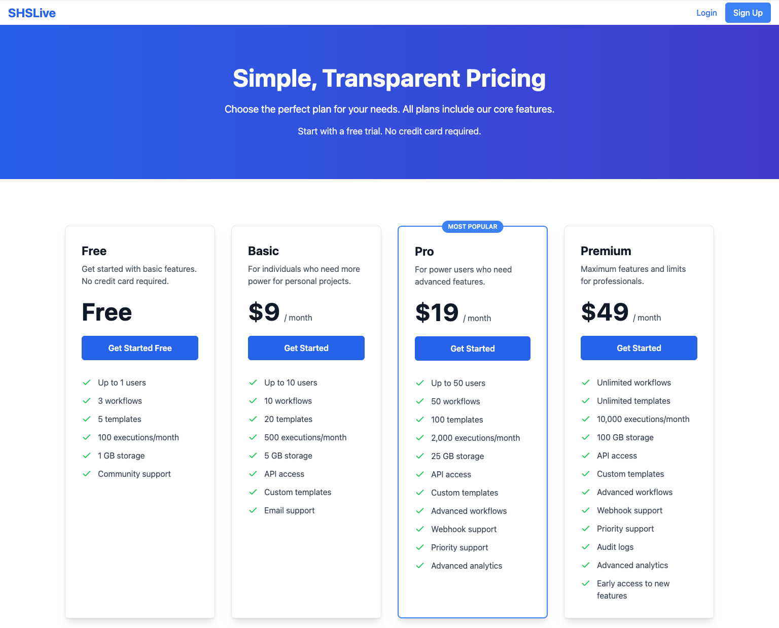 Built-in billing and pricing plans